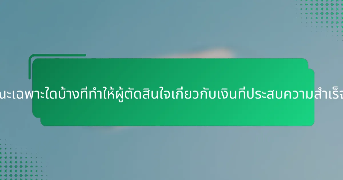 คุณลักษณะเฉพาะใดบ้างที่ทำให้ผู้ตัดสินใจเกี่ยวกับเงินที่ประสบความสำเร็จโดดเด่น?