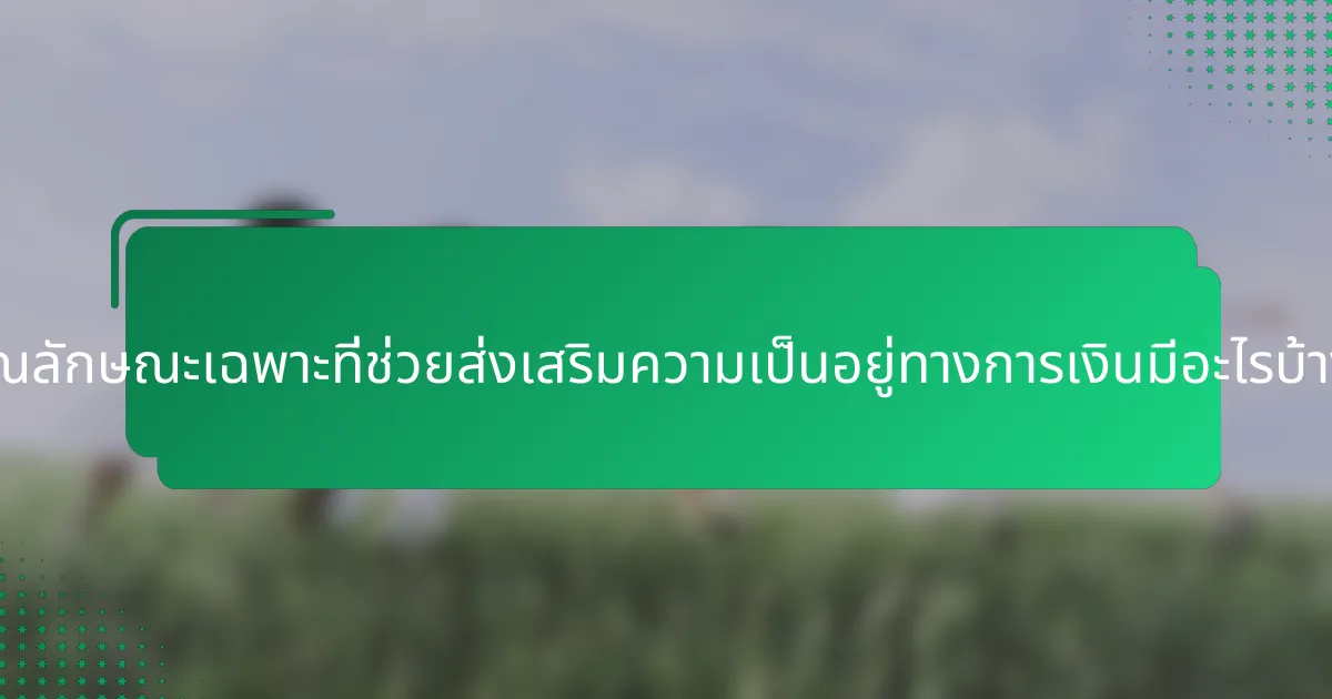 คุณลักษณะเฉพาะที่ช่วยส่งเสริมความเป็นอยู่ทางการเงินมีอะไรบ้าง?