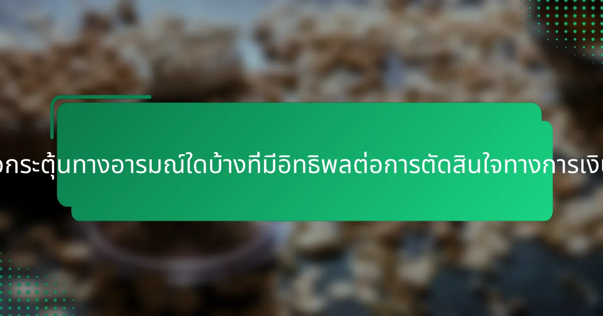 ตัวกระตุ้นทางอารมณ์ใดบ้างที่มีอิทธิพลต่อการตัดสินใจทางการเงิน?